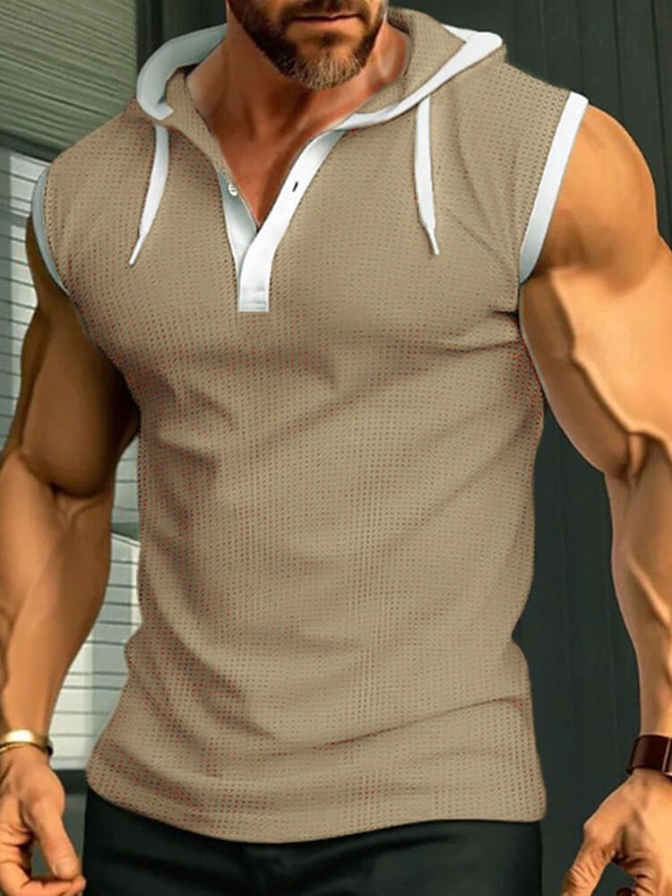Men's Breathable Solid Color Hooded Muscle Vest