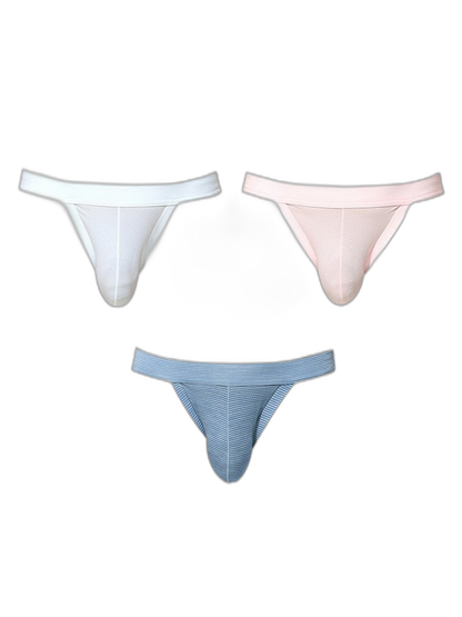 3 Pack Men's Breathable Mesh Odor-Resistant Solid Color Sexy Briefs