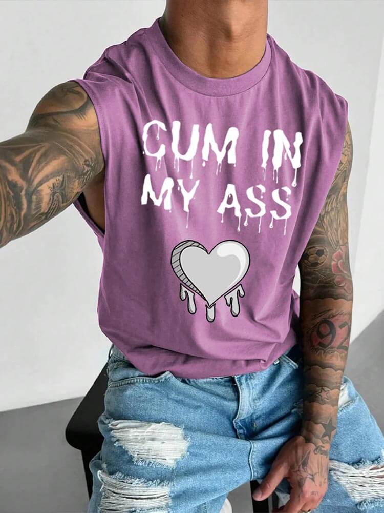 Men's LGBTQ Cum In My Ass Print Wide Shoulder Vest