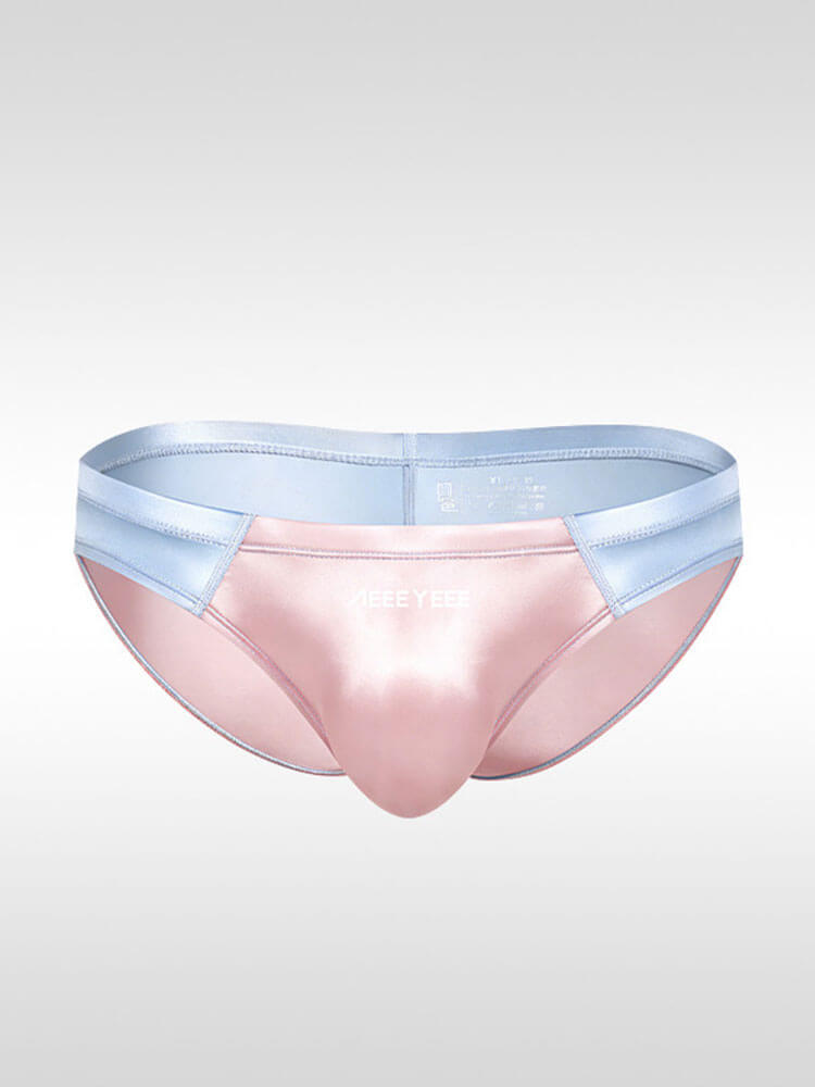 Men's Sexy Low-Rise Satin Colorblock Briefs