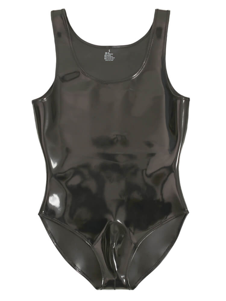 Men's Sexy Tight-Fitting PU Glossy Leather Bodysuit