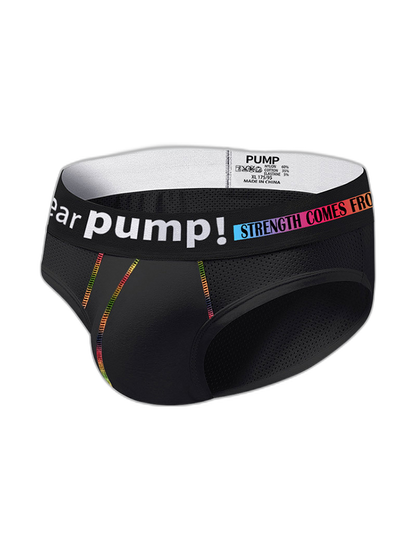 Men's Mesh Briefs With Colorful Spliced Lines