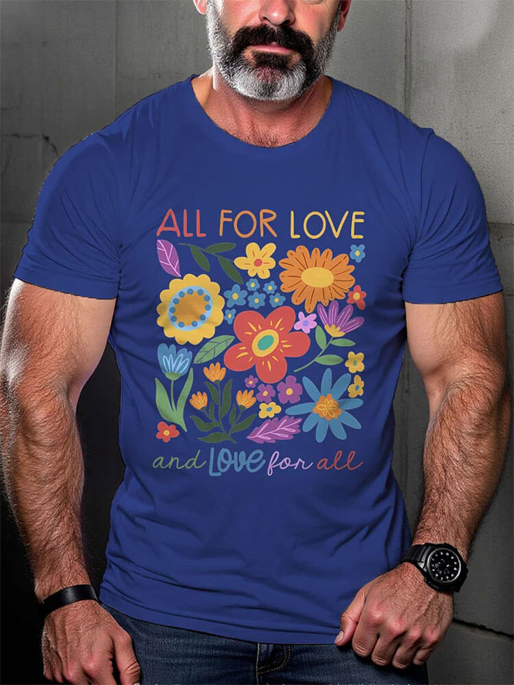Casual LGBT Pride All For Love Love For All Gay Print T-shirt