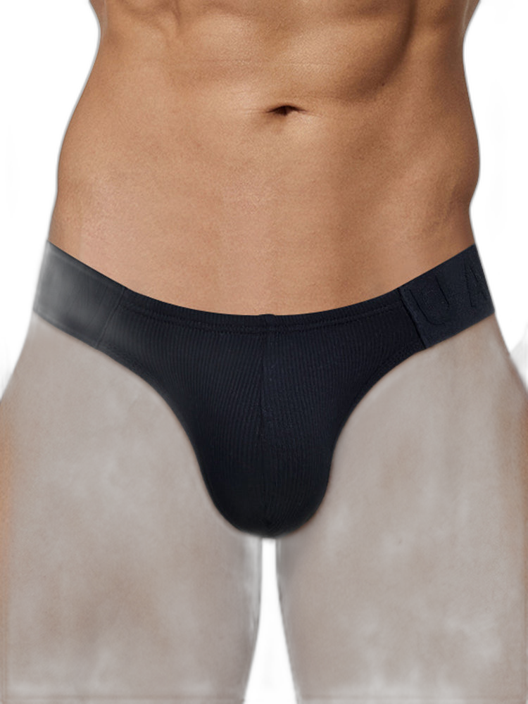 2 Pack Men's Low-Rise High-Cut Ribbed Cotton Bikini