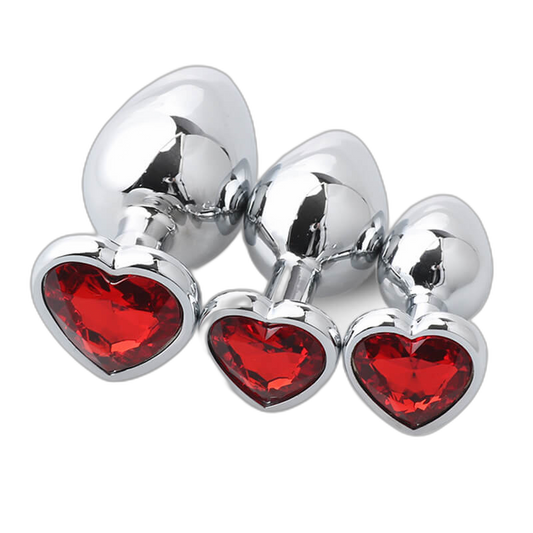 Heart Metal Anal Plug Set - Training Kit