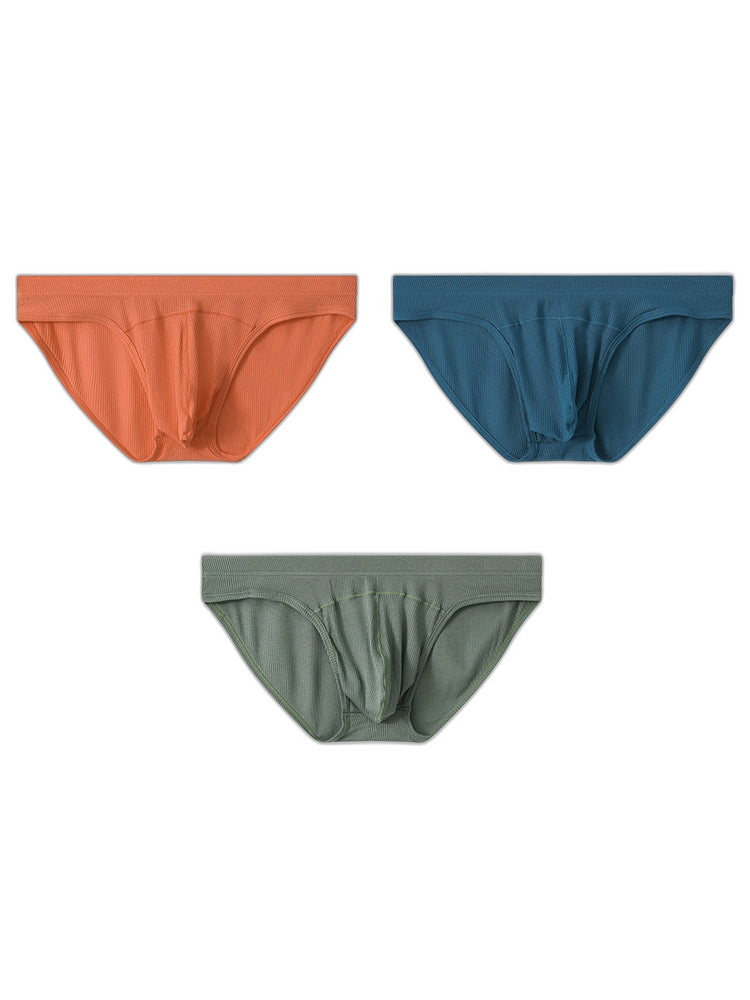 3 Pack Men's Sexy Threaded U-Shaped Briefs