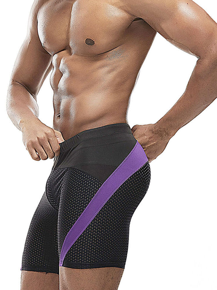 Men's Color-Block Brief Liner Mesh Swim Trunks