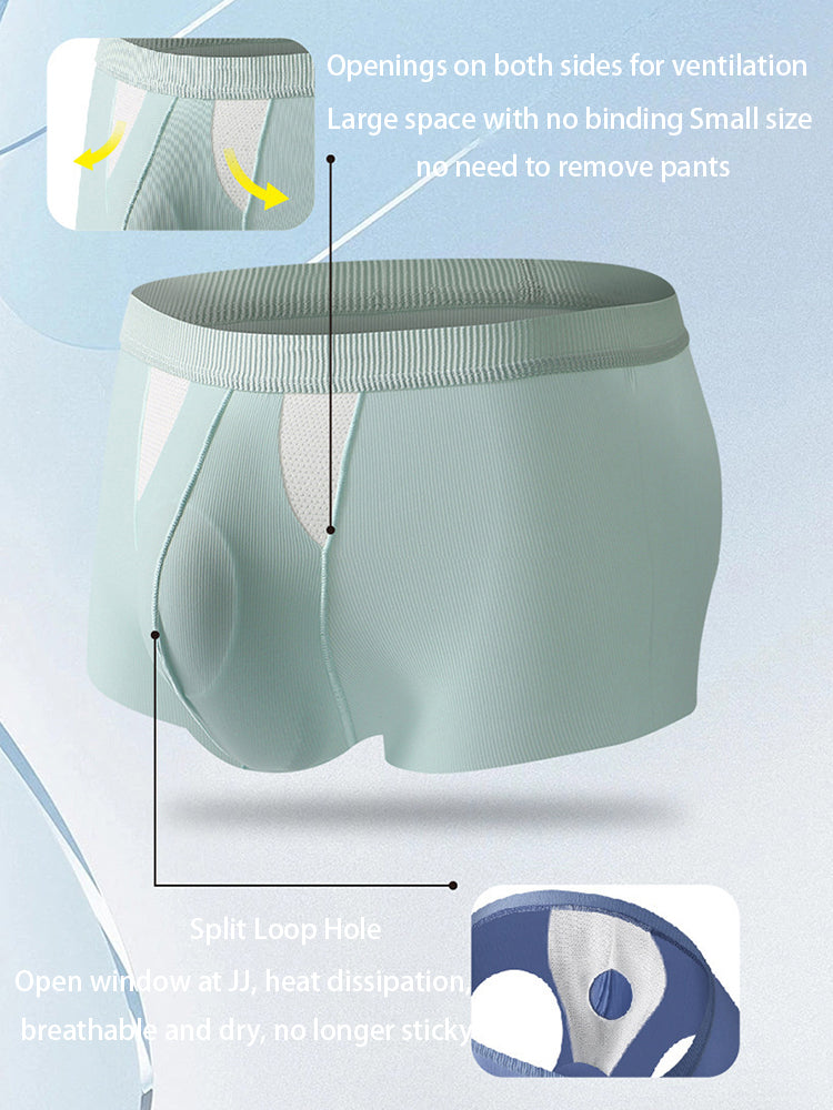 3 Pack Split-Support Men's Trunks- Breathable & Bulge-Enhancing