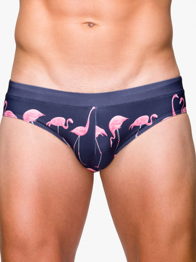 Men's Flamingo Printed Triangle Swim Briefs