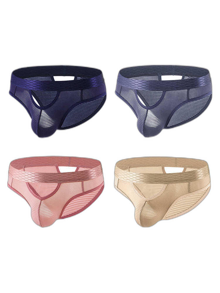 4 Pack Men's Sexy Striped Design Day-Long Comfort Soft-Touch Waistband Bikini