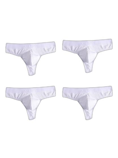 4-Pack Men's Ultra-Soft Cotton Mid-Rise Stay-Put Fit Seamless Thong