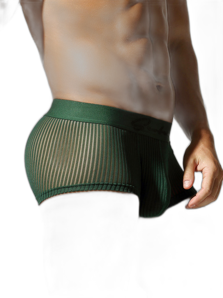 3 Pack Men's Striped Mesh Trunks with Comfort Pouch