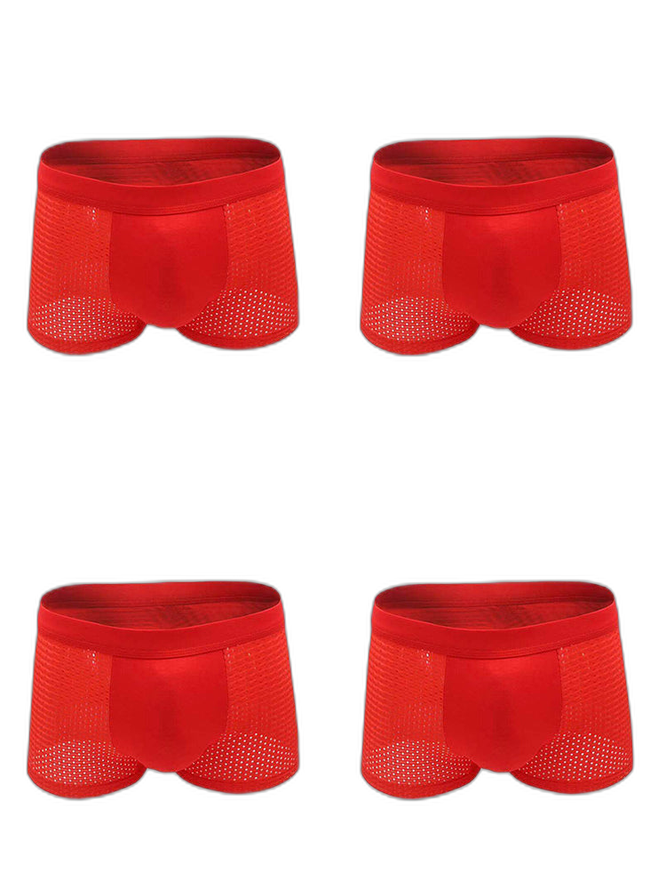 4 Pack Men’s Breathable Mesh Trunks with Antibacterial Fabric