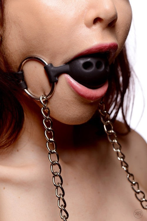 Hinder Breathable Silicone Ball Gag with Nipple Clamps