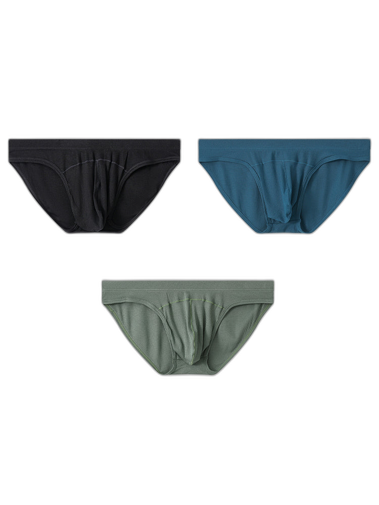 3 Pack Men's Sexy Threaded U-Shaped Briefs
