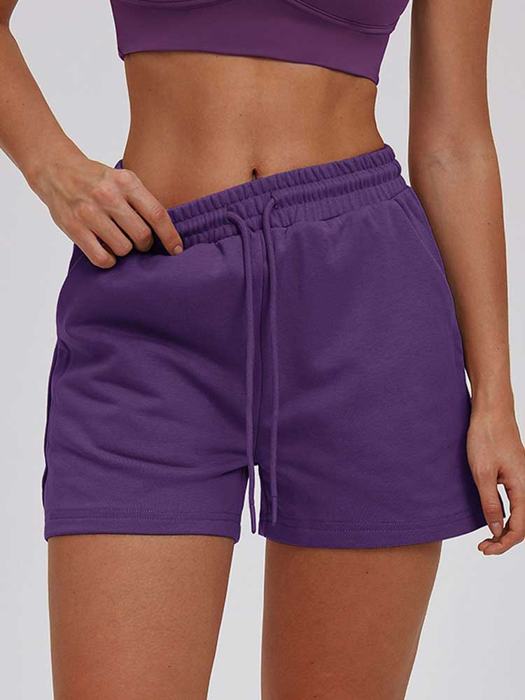 Men's Solid-Color Casual Straight-Leg Cotton Athletic Shorts