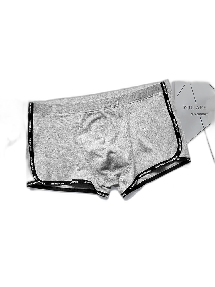 Men’s Letter Trim Applique Cotton Trunks
