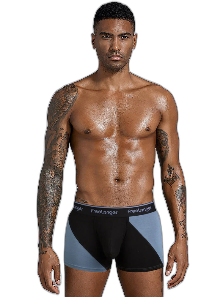 FreeLonger Men's Big Pouch Breathable Seamless Trunks