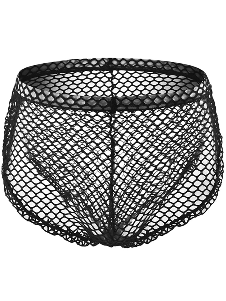 Men's Erotic Mesh Button Side Split Boxer Briefs