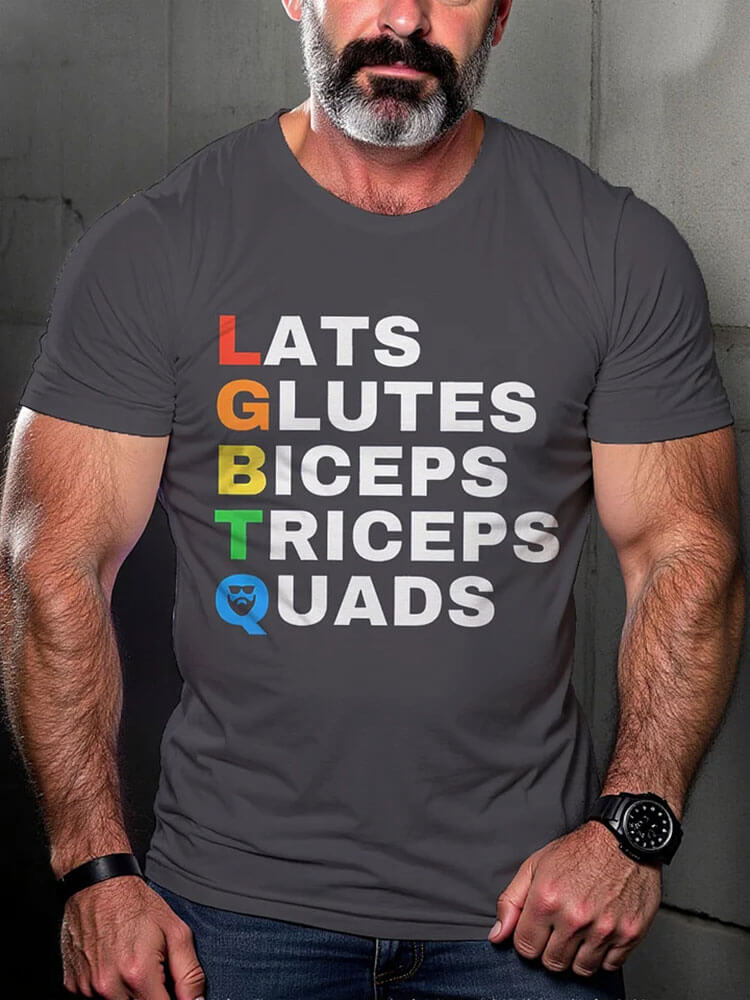 LGBTQ Lats Glutes Biceps Triceps Quads Rainbow Print T-shirt