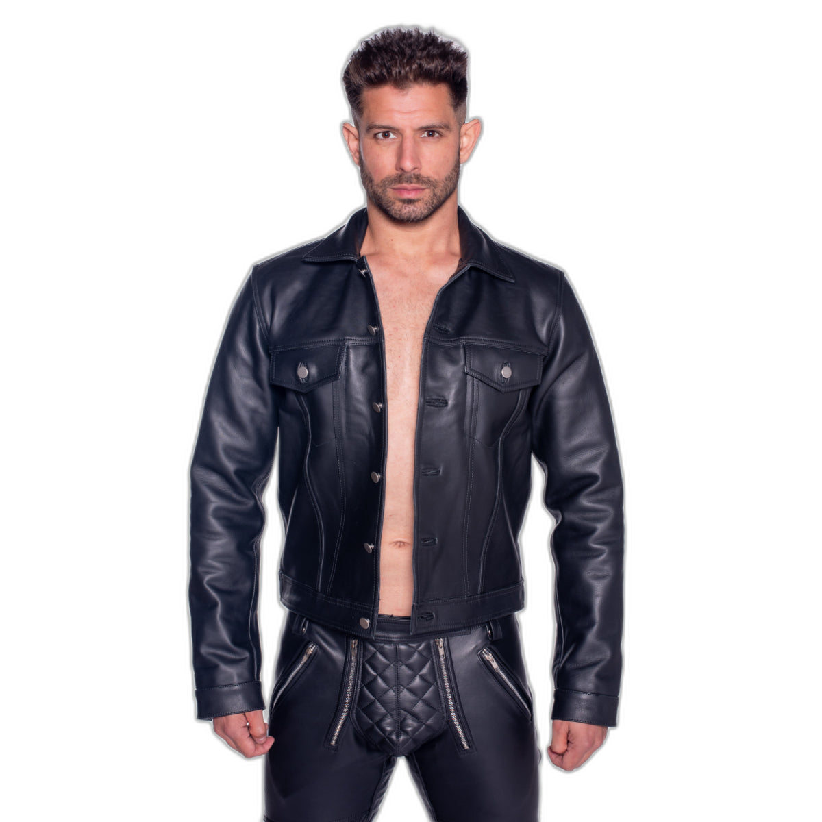 Prowler RED Leather Trucker Jacket Black
