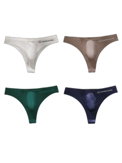 4-pack Men's Sexy Solid Color Letter Seamless Thong