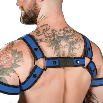 Mr S Leather Neoprene Bulldog Harness | Cobalt Blue