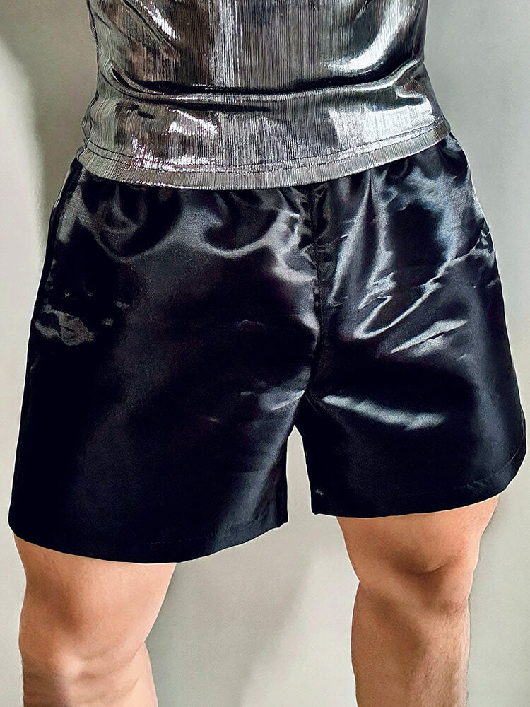 Men's Metallic Black American Retro Sports Shorts
