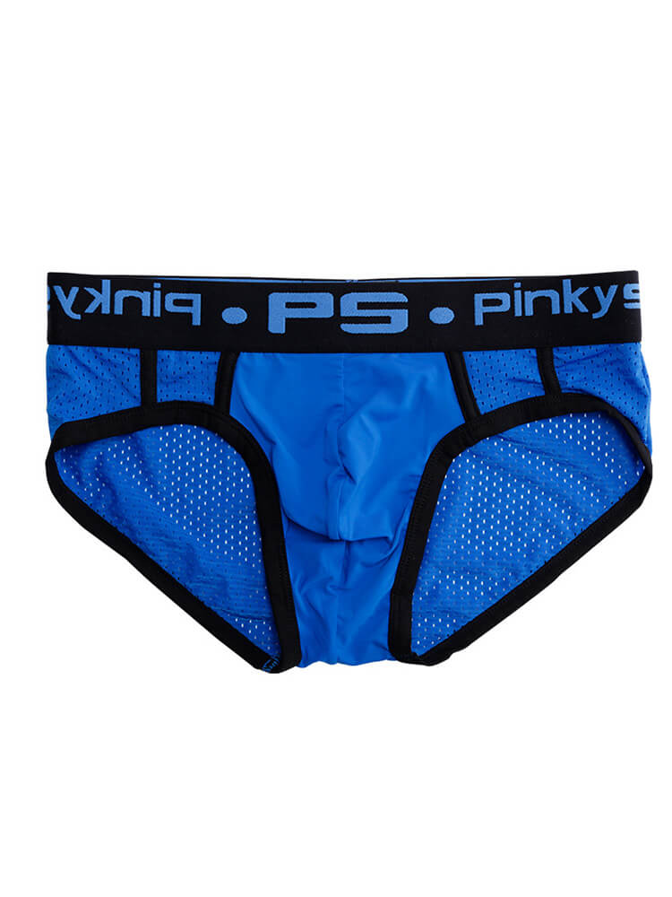Men's Sexy Solid Color Hollow Nylon Sports Briefs