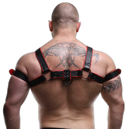 ruff GEAR Double Tone Leather Bulldog Harness Red Black