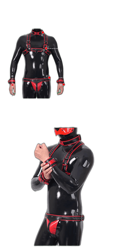 Furrjoi Harness, Cuff, Collar, Lead Underwear Bundle Red