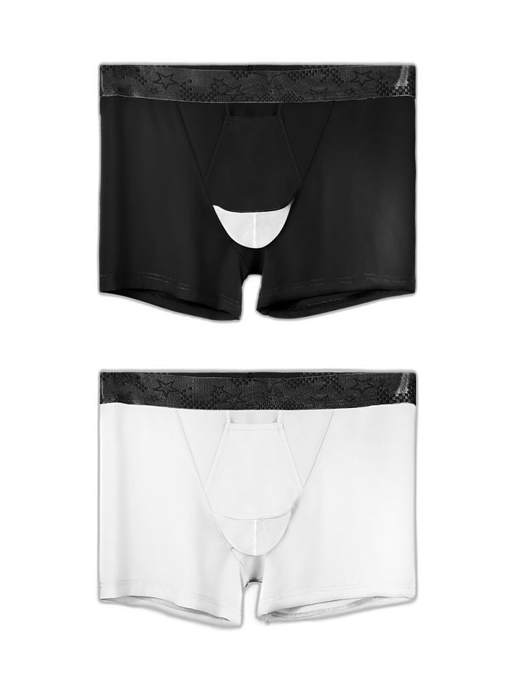 2 Men's Ultra-Thin Ice Silk Detachable Gusset Breathable Trunks
