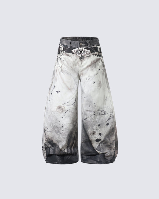 Wasteland Washed Wide Leg Denim Pants
