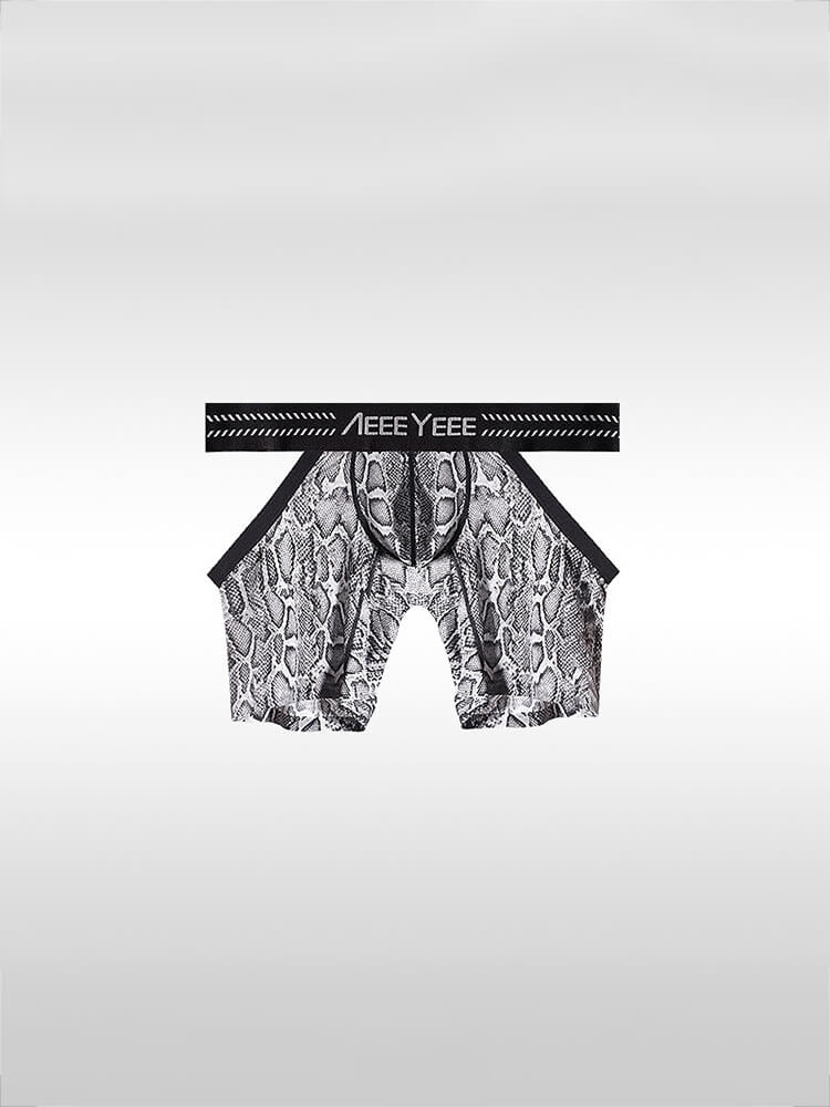 Men's Sexy Seamless Leopard Print Cutout Boxer Briefs