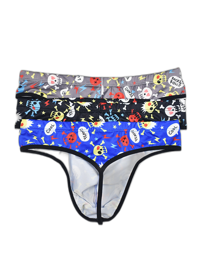 3 Pack Men's Skull Print Thong - Edgy & Sexy