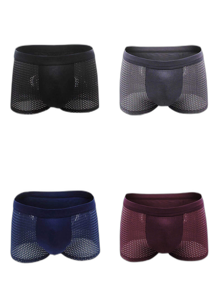 4 Pack Men’s Breathable Mesh Trunks with Antibacterial Fabric