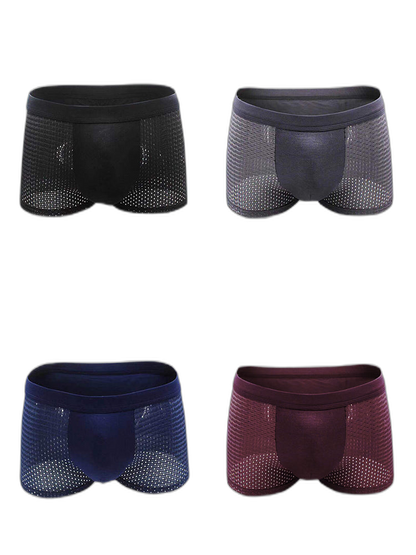 4 Pack Men’s Breathable Mesh Trunks with Antibacterial Fabric