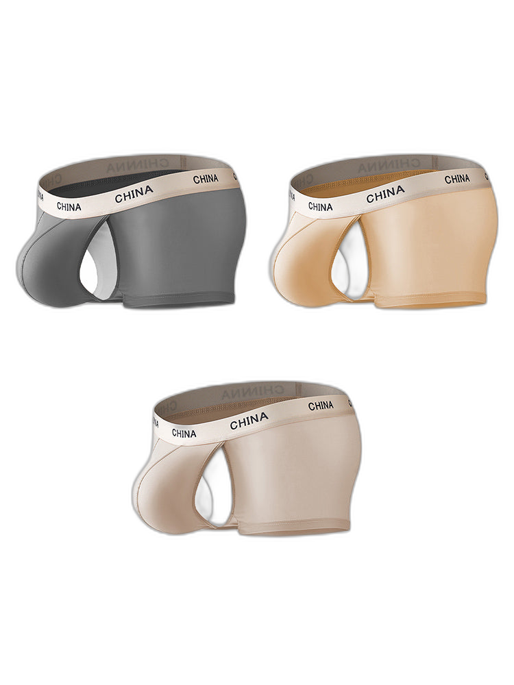3 Pack Men's Ice Silk Bare-Sensation Breathable Lightweight Separating Trunks
