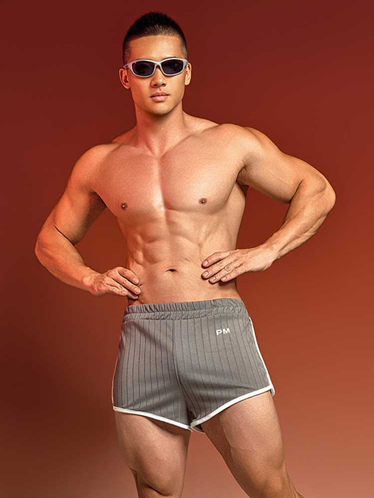 Men's Vertical-Stripe Elastic Waist Quick-Dry Shorts