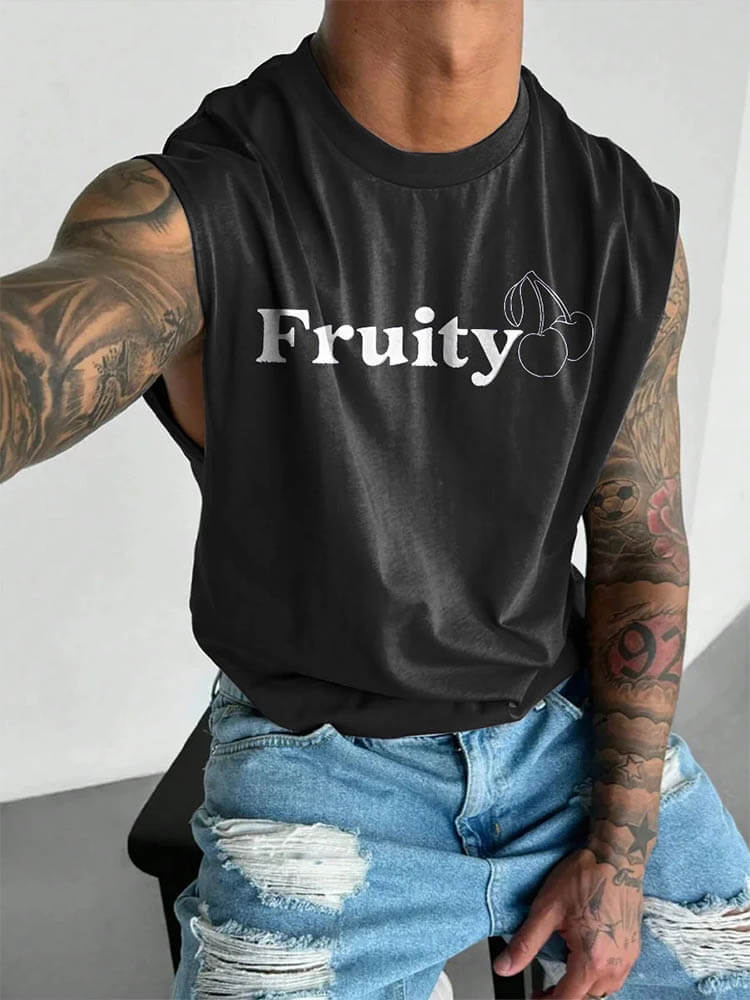 Men's LGBT Pride Fruit Print Wide Shoulder Vest