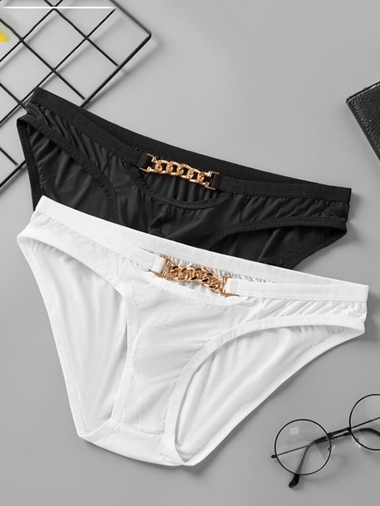 Men's Hollow Chain Decorated Low Waist Briefs
