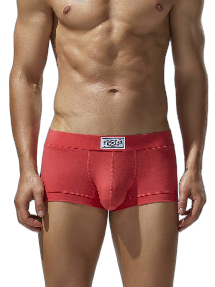 2 Pack Men's Low-Rise Solid Breathable Cotton Trunks