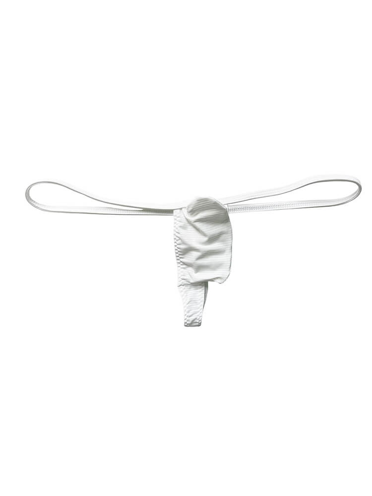 Men's Striped Uplifted Pouch Design Thin Thong