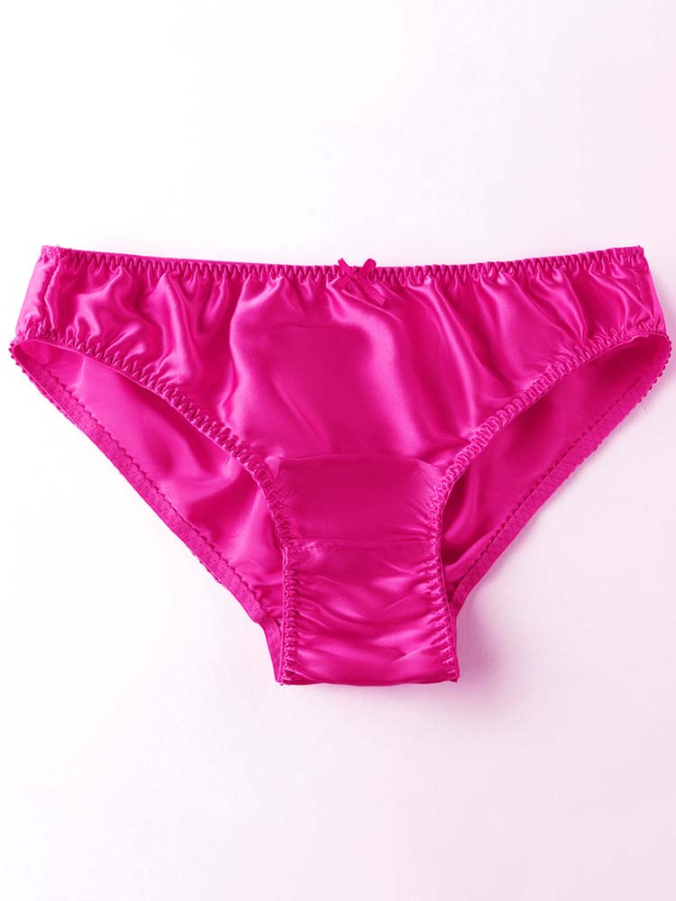 Simple Small Bow Mulberry Silk Solid Color Briefs