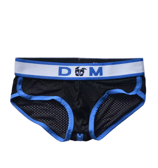 Dog & Master Mesh Mesh Zipper Bum Briefs Blue
