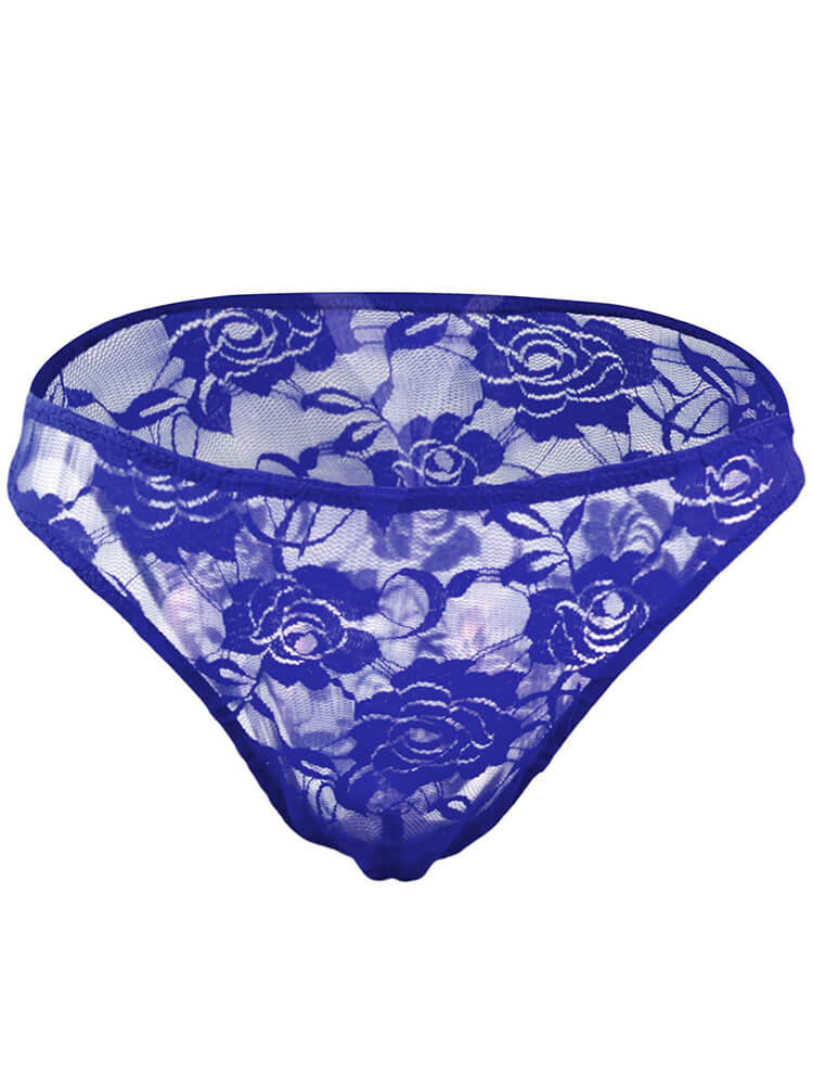 Men's Mesh Transparent Rose Lace Briefs