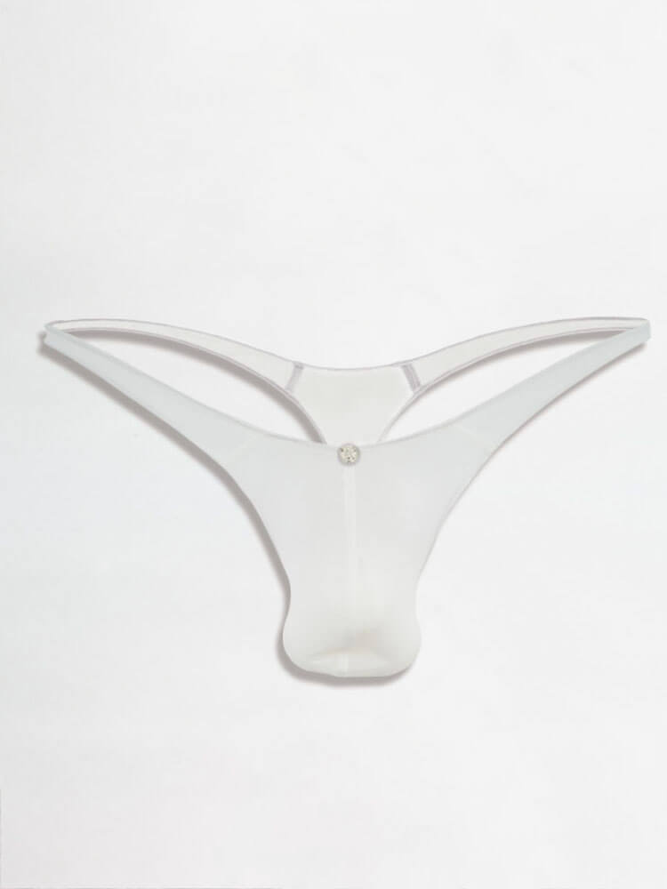 Men's Sexy Solid Color Low-Rise Transparent Thong