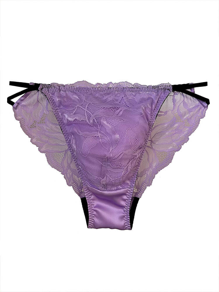 Men's Sexy Solid Lace-Up Mulberry Silk Briefs