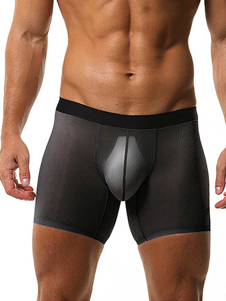 Men's Sheer Stretchy Seamless Anti-Chafing Boxer Briefs