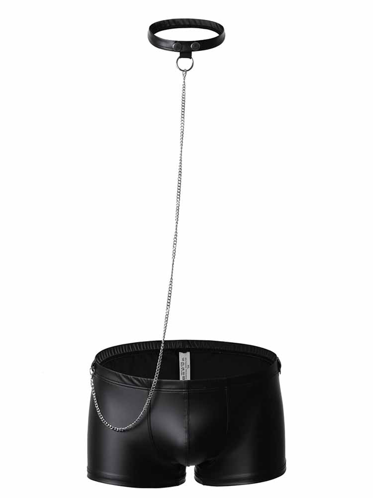 Men's Gladiator-style Faux Leather Boxer Briefs